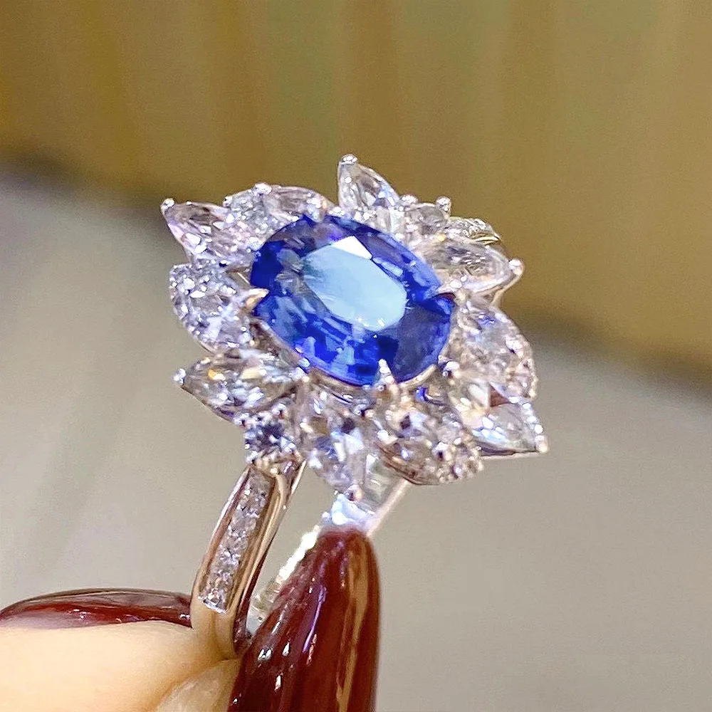 Huitan Chic Blue Cubic Zirconia Lady\'s Ring for Wedding Anniversary Party Luxury Fashion Women Accessories Nice Gift New Jewelry