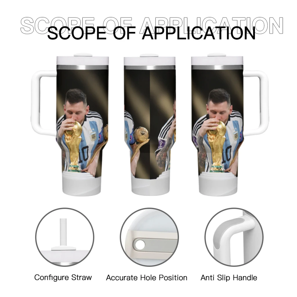 Car Travel Mugs Argentina National Team Football Messi Stainless Steel 304 Tumbler Water Bottle 40oz/1200ml