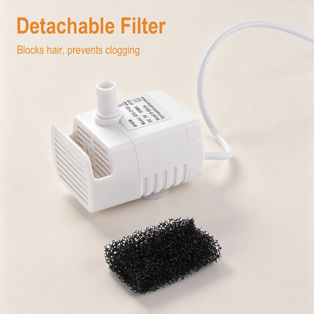 USB-Wasserpumpe DC 5V Tauchbare Mini-Pumpe für Haustier-Trinkbrunnen, Ersatzpumpe für Katzentränke mit LED-Licht und automatischer Abschaltung – Detail 6