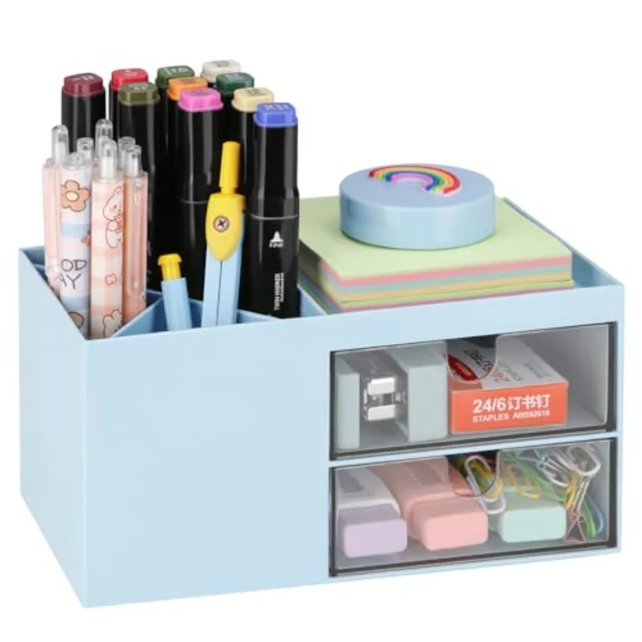 

Office Desk Organizer with drawer, Office Supplies and Desk Accessories, Business Card/Pen/Pencil/Mobile Phone/Stationery Holde