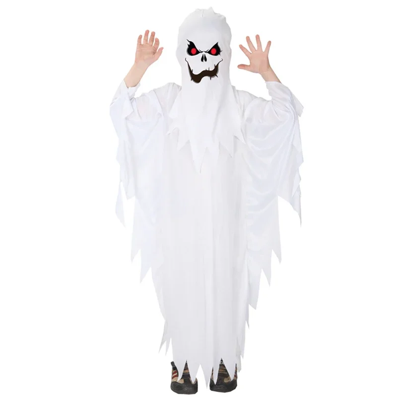 Umorden Boys White Spooky Scary Ghost Costume Cosplay for Kids Child Robe Halloween Purim Party Mardi Gras Fancy Dress