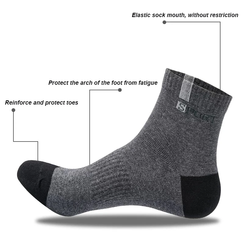 5 Pairs Autumn Winter Cotton Socks Breathable Non-slip Summer Ankle Socks Bamboo Fiber Men Socks Breathable Sports Sock Plus Siz