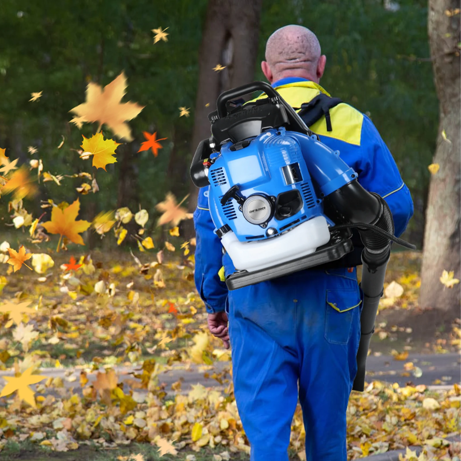 4-Takt 1,9 l Kraftstofftank-Laubbläser 75,6 cc, gasbetriebenes Rucksack-Laubbläser, ergonomisches Staubgebläse für die Rasenpflege im Garten