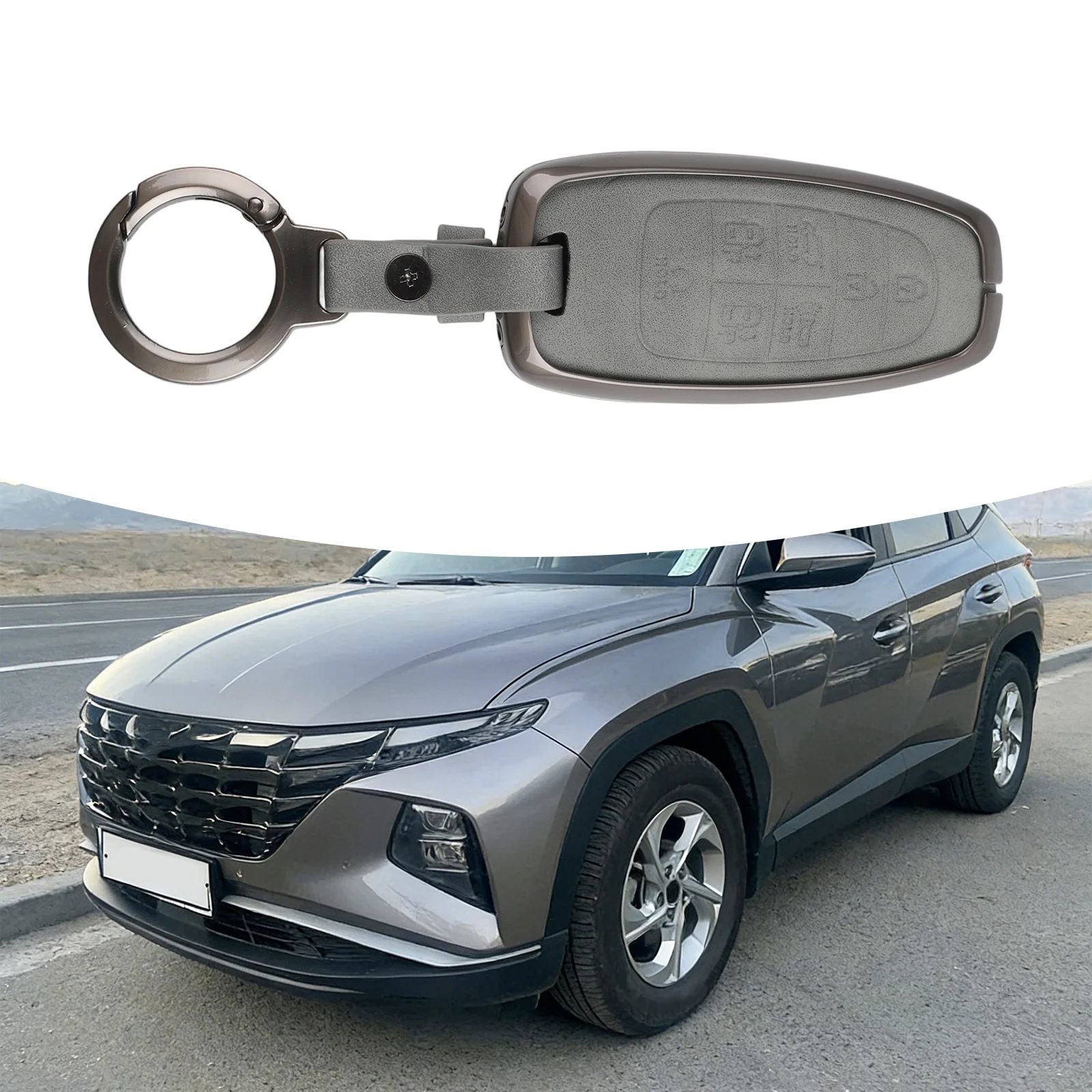 Precision Fit Car Key Cover in Zinc Alloy and Leather for Hyundai Tucson 2021 For Solaris Sonata NEXO NX4 Santa Fe DN8 2020