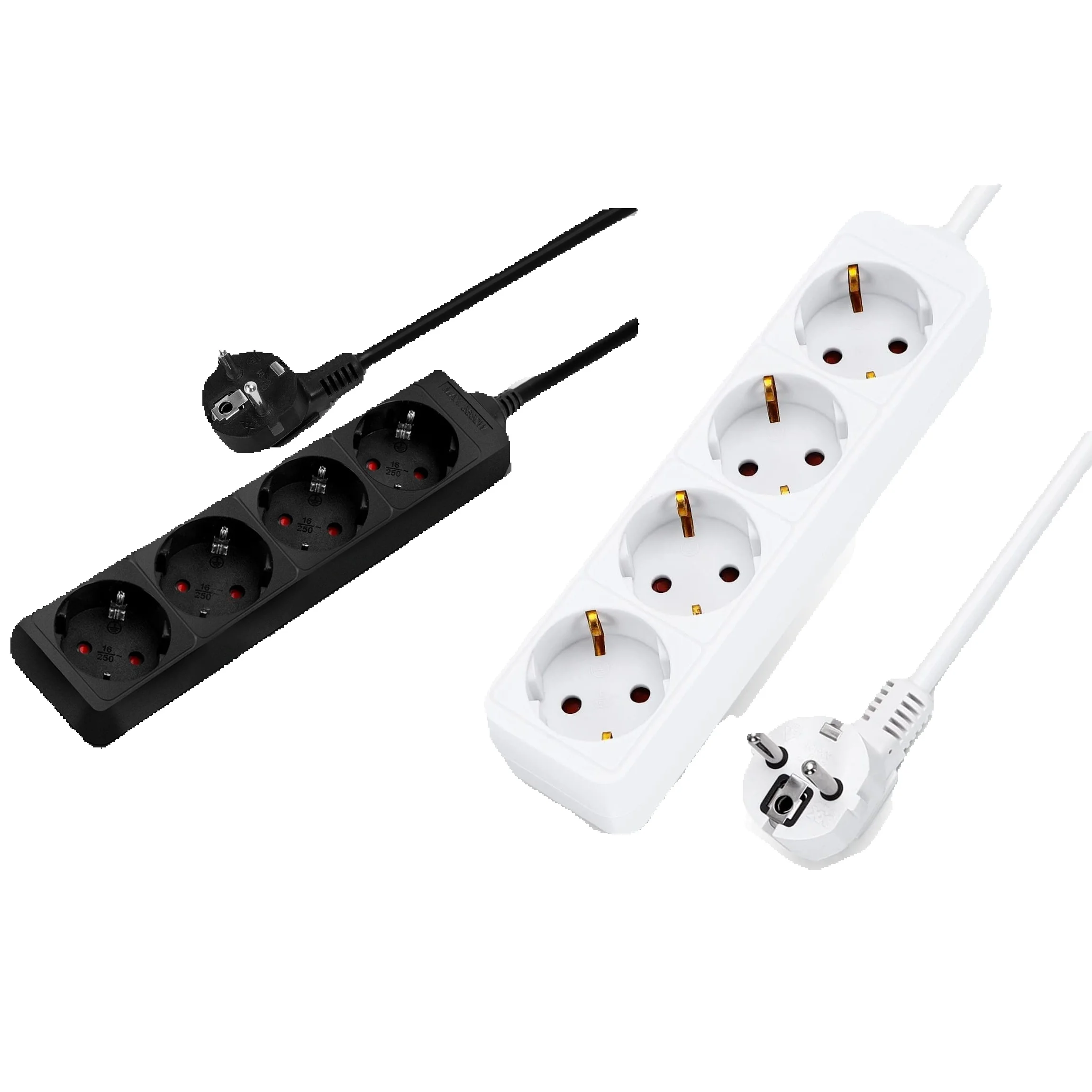 Multipresa Professionale con 4 Prese Schuko, 5m, 16A, 3680W, Cavo di Prolunga Europeo Senza Interruttore, 3G1.5Mm²