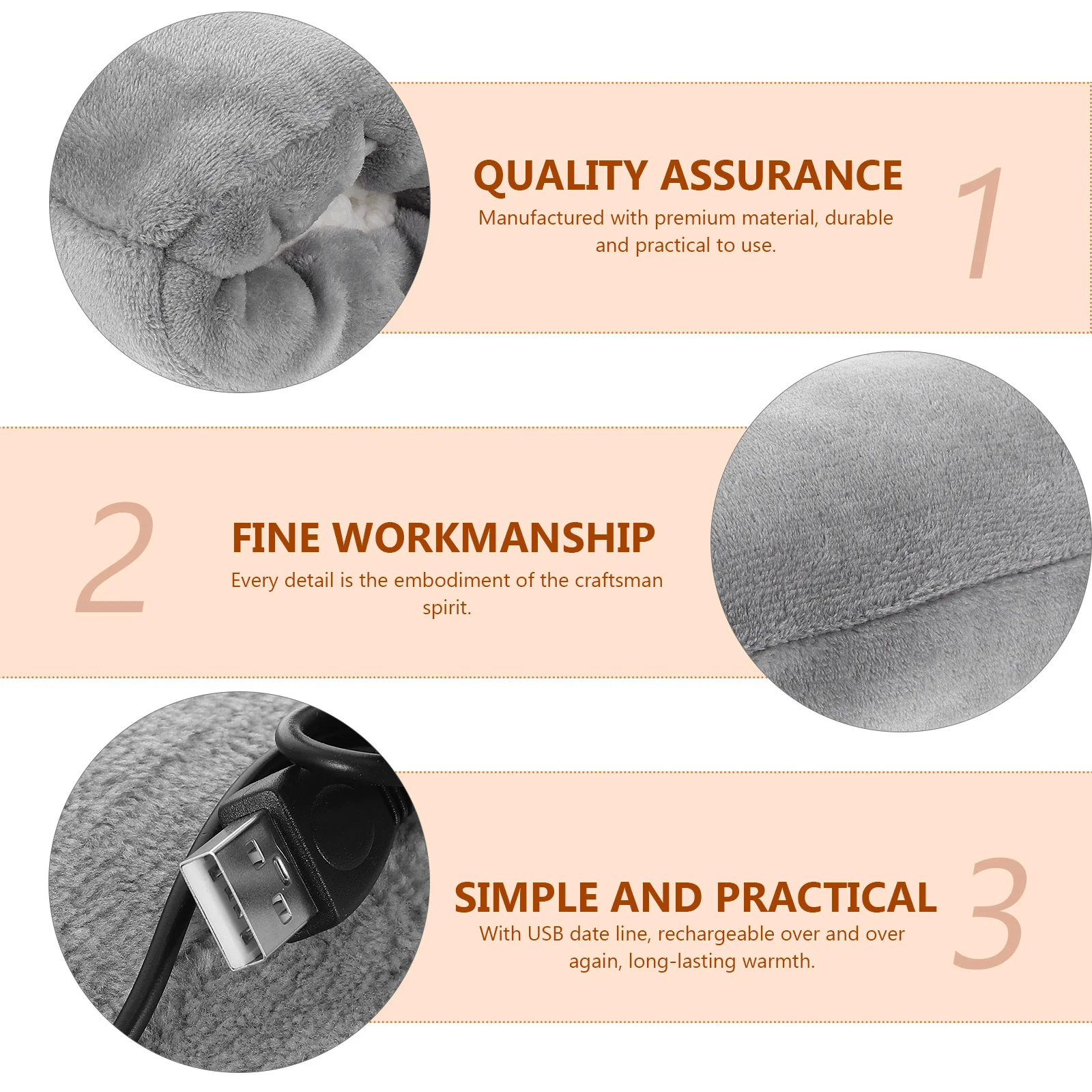 

Rechargeable Usb Hand Warmer Premium Flannel Heating Pad Portable For Winter Warmth Fast Charge Comfortable Gift Elder Workers