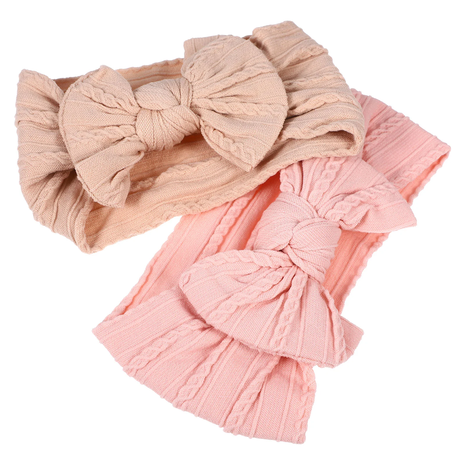 

2Pcs Baby Bow Headband Nylon Hair Accessories Girls Adorable Fashion Toddler Deep Light Brown Adjustable Elastic Newborn Party