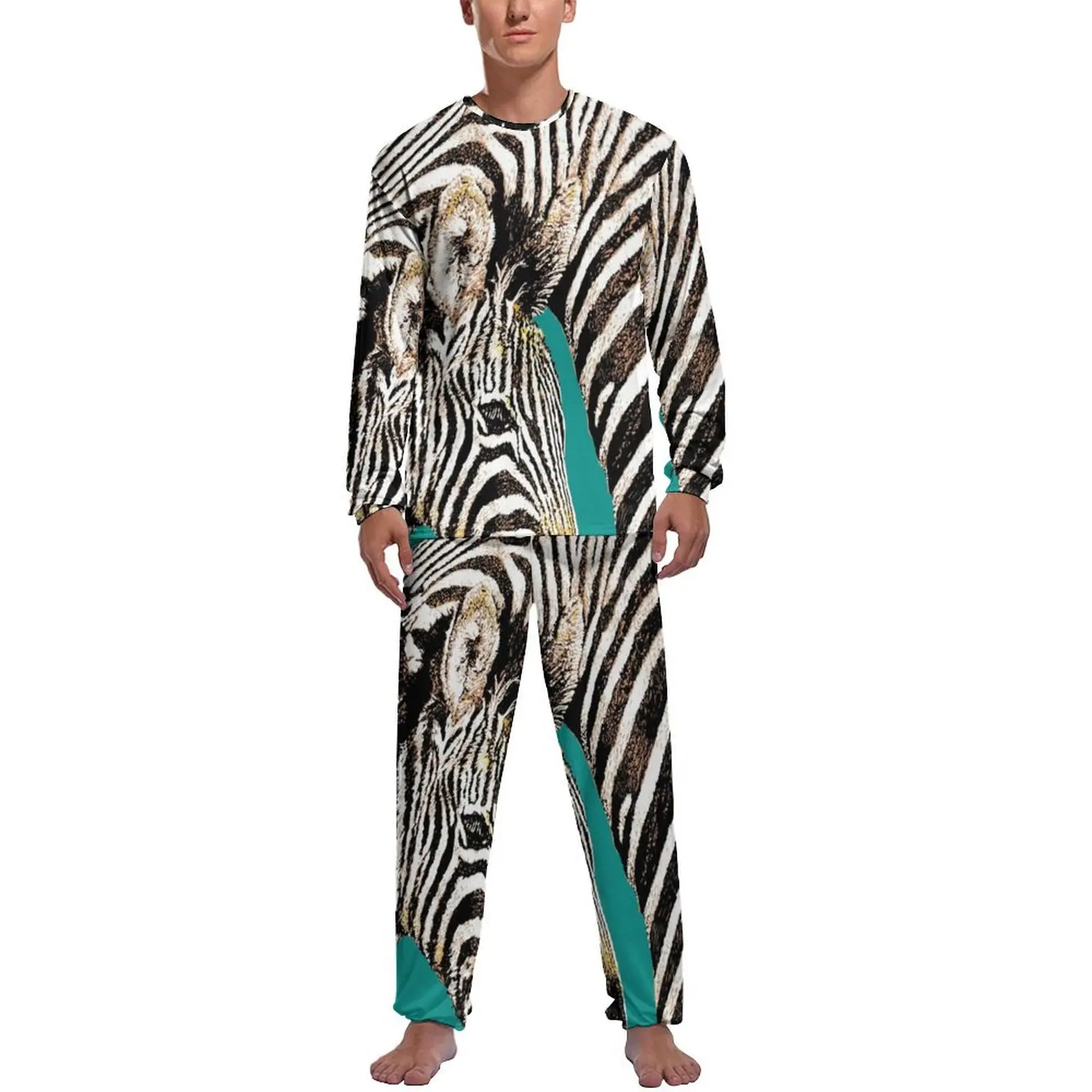 

Ink Drawing of Zebra Art Pajamas Spring African Animals Casual Nightwear Male 2 Pieces Design Long-Sleeve Elegant Pajamas Set