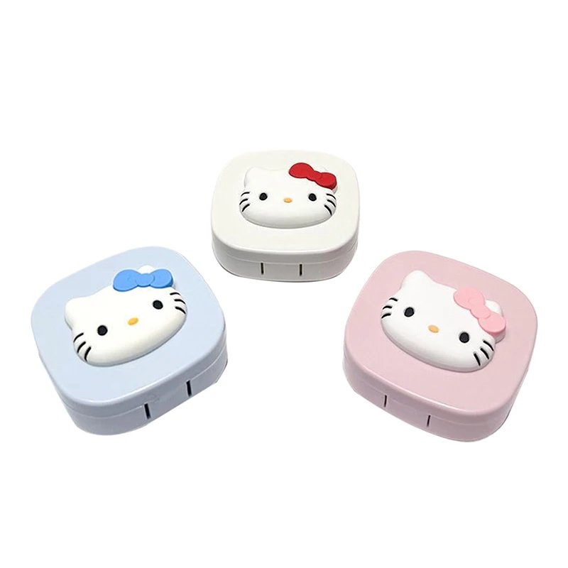 Nowe pudełko na soczewki kontaktowe Sanrio Hello Kitty Red Cute Romantic Cartoon Anime Przenośne podróżne pudełko do przechowywania soczewek kontaktowych Kawaii