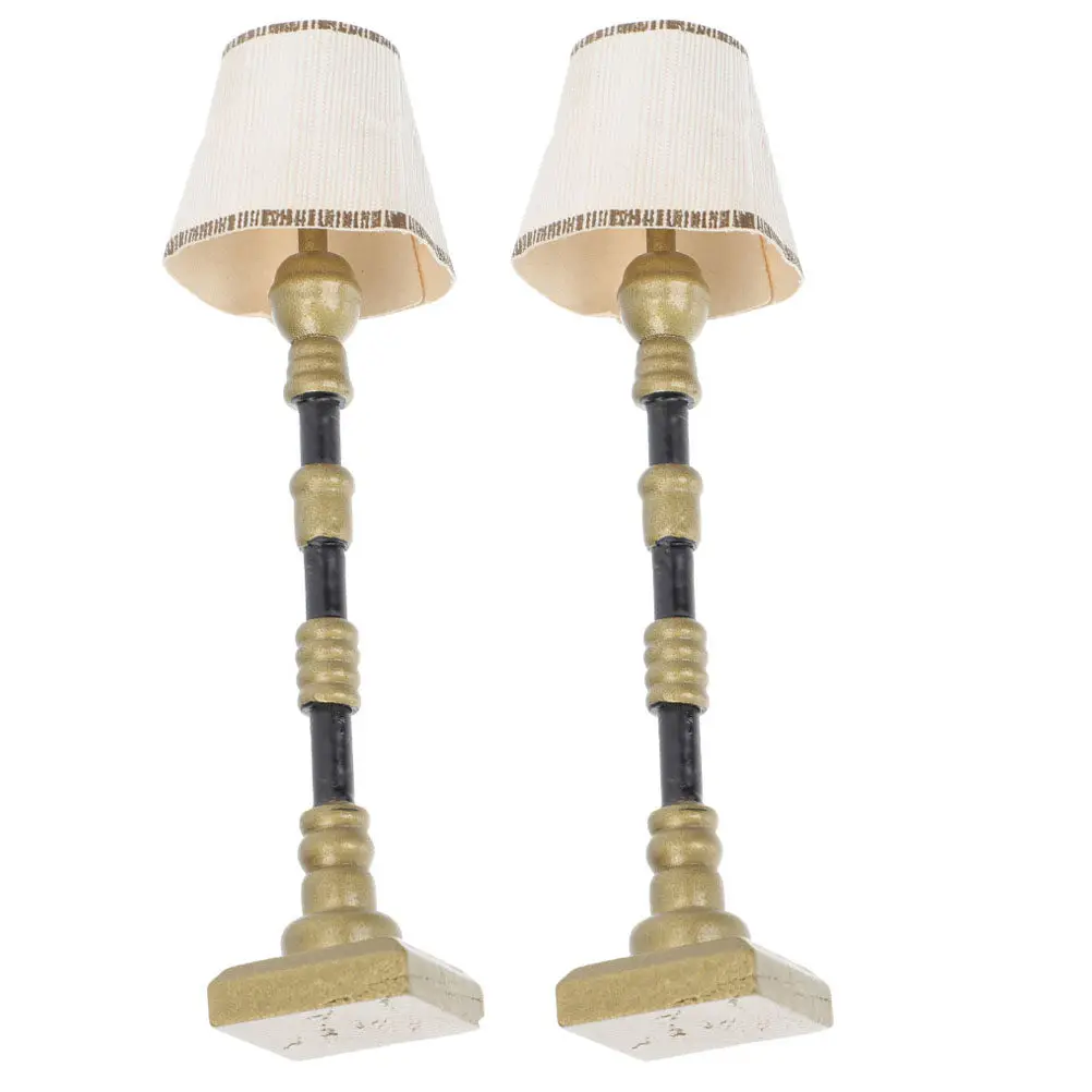 2Pcs Miniature Floor Lamp Delicate Mini Lamp Decoration Mini House Furniture Creative Ornament Miniature Furniture Model