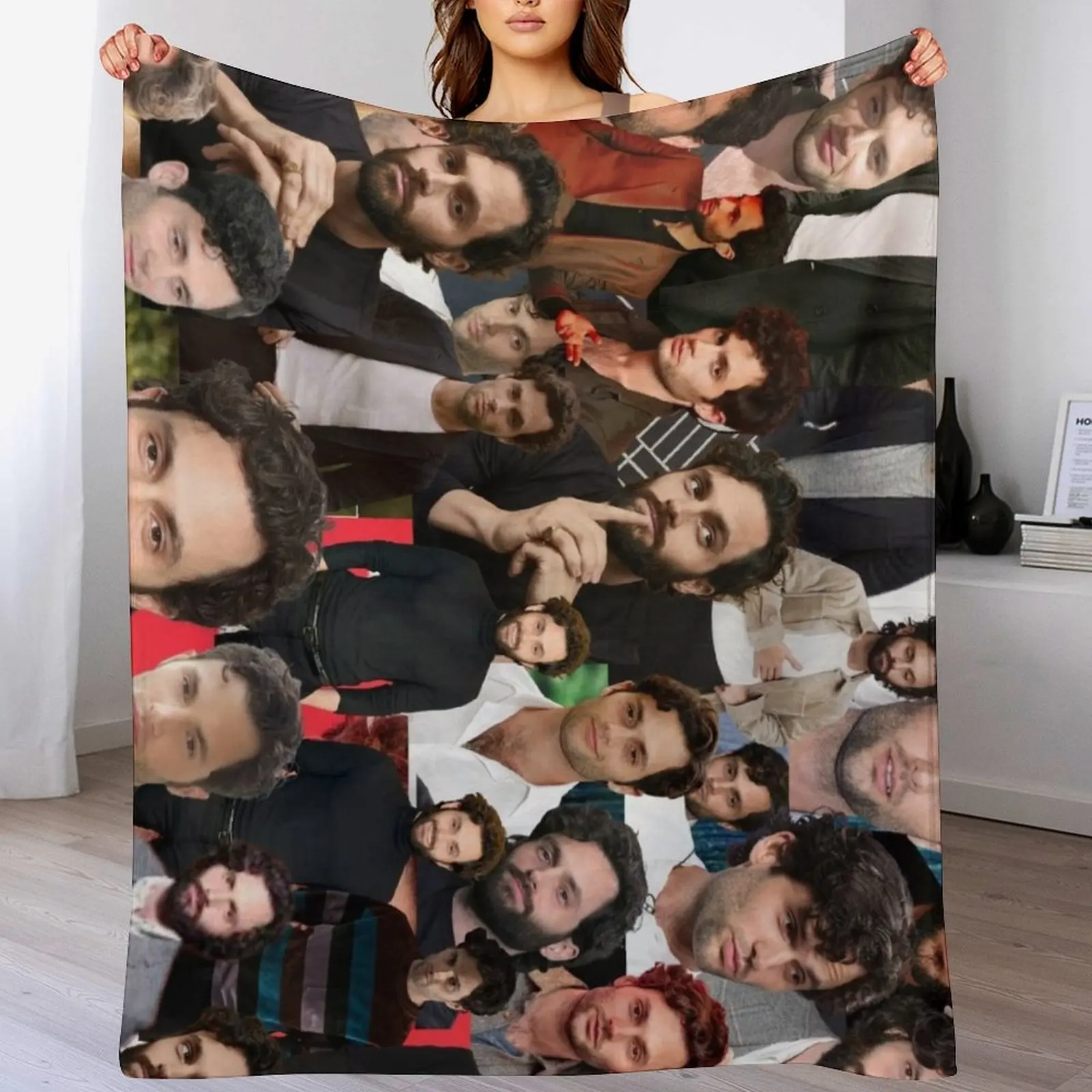 

Penn Badgley American actor Beautiful Aesthetic Lateral Collage - 3 Throw Blanket Retros warm for winter Winter beds Blankets