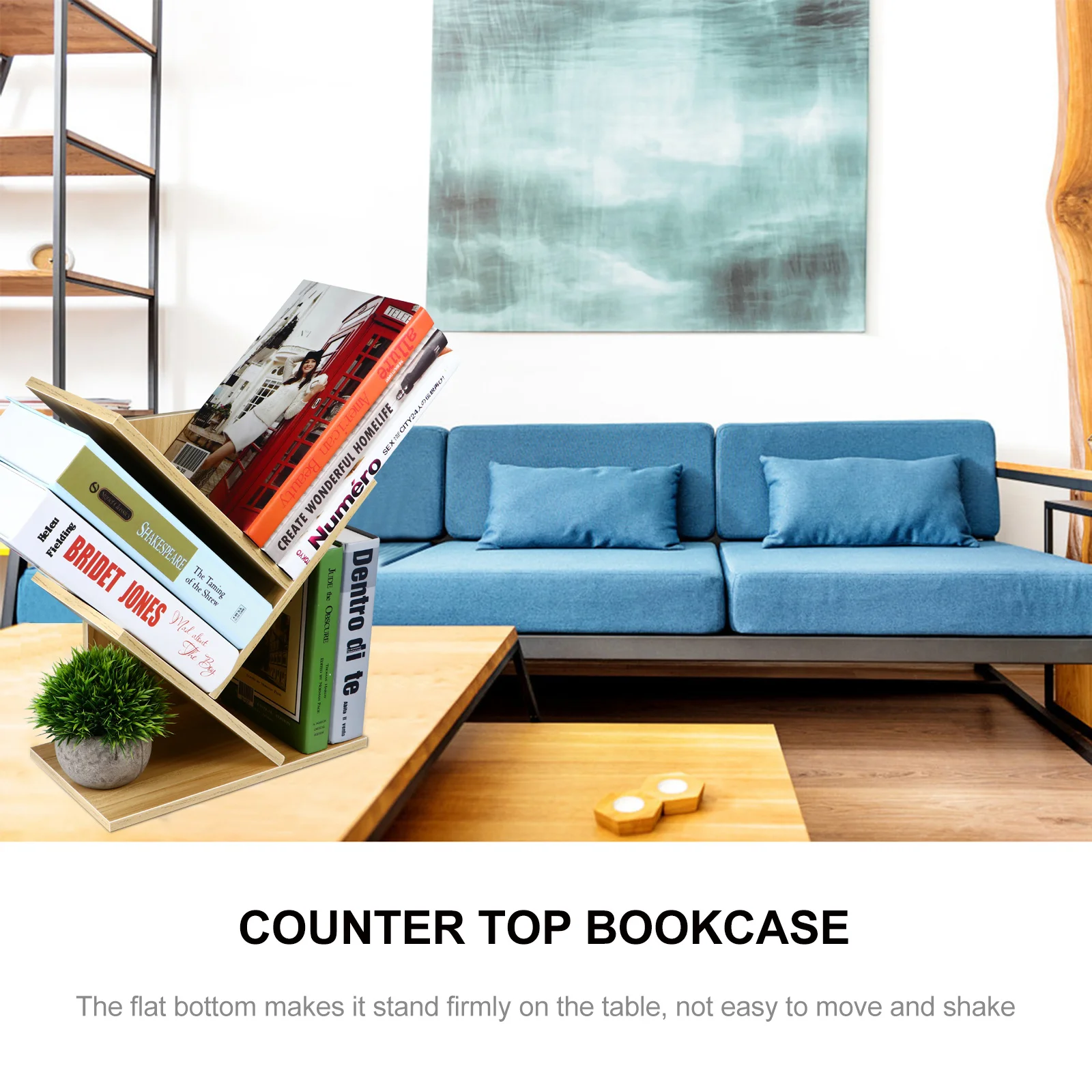 

1Pcs Desktop Bookshelf -Layer Bookcase Holder for Textbooks Pens Plants Sturdy Flat Bottom Shelf Ideal Classroom