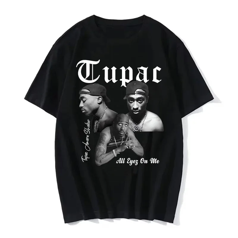 

Fashion T-shirt Rapper Tupac Top Hip Hop Street Wear Short Sleeve T Shirt Men's and Women's Tshirts Harajuku