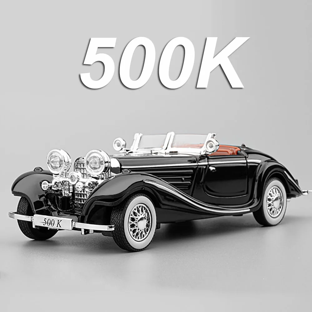 

1:32 500K 300SL автомобиль из сплава, литая под давлением модель игрушки, звук, свет, откатные двери, открытые передние колеса, рулевое управление, коллекционный подарок для мальчика