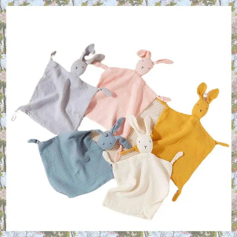 T84C-Loveys للأطفال شخصية الشاش محبوب بطانية مخصصة مطرزة الطفل بطانية أمان الأرنب المعزي مع Nam