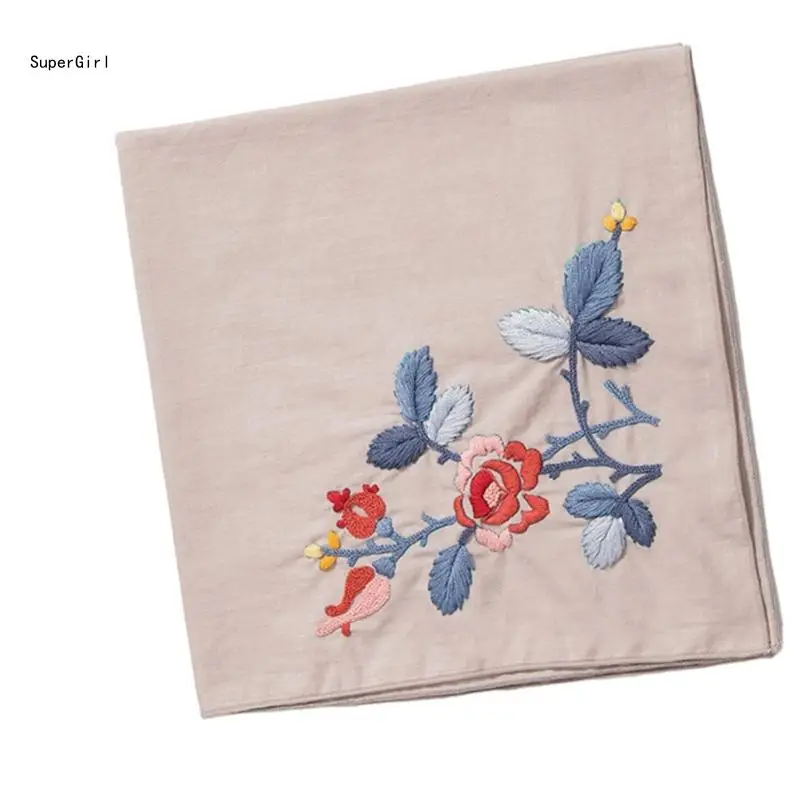 Mouchoir brodé à faire soi-même, artisanat d'art pour adultes débutants, Hankies floraux J78E