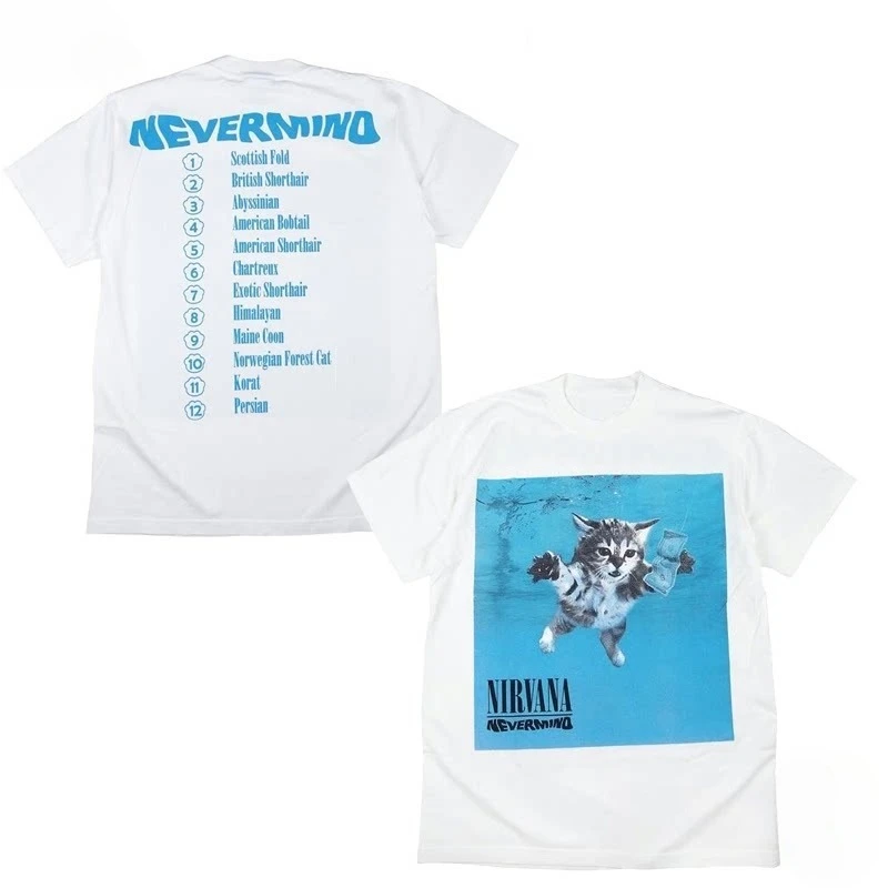 2026 NIRVANA - Rock Cat Muster Amerikanische Baumwolle Locker Sitzendes Kurzarm-T-Shirt mit Aufdruck für Herren – Detail 2