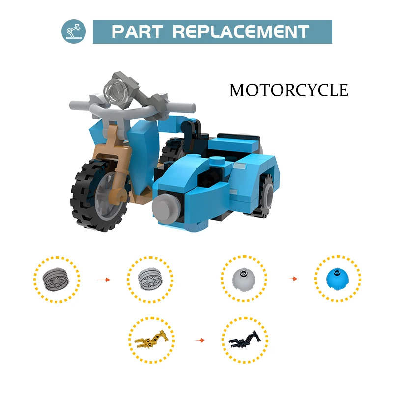 Moc magia sidecar blocos de construção harry escola mágica conjunto tijolos moto motocicleta brinquedos crianças presentes