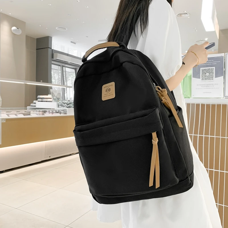 

High Quality Nylon Women Backpack Bag Solid Color Women School Bag For Teenager Girls School Multi-Pocket Backapck Female