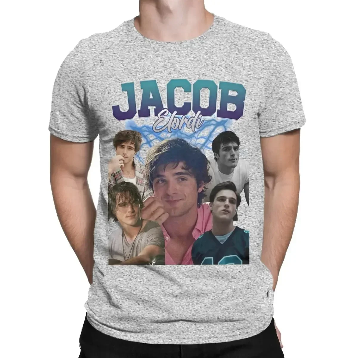 Crew Neck Short Sleeve T Shirts Printing Tops Jacob Elordi Retro Style T-Shirt for Men Fan Art Crazy 100% Cotton Tee Shirt funny