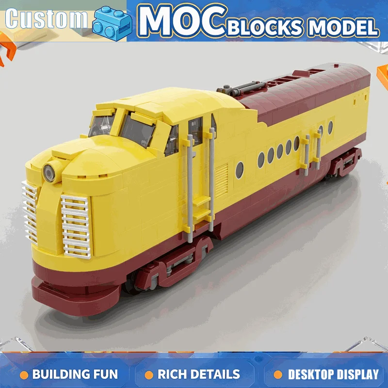 1414 PCS Classic Yellow Streamline Diesel Locomotive Train Model Creative Building Blocks City Railway Collection Display Gift