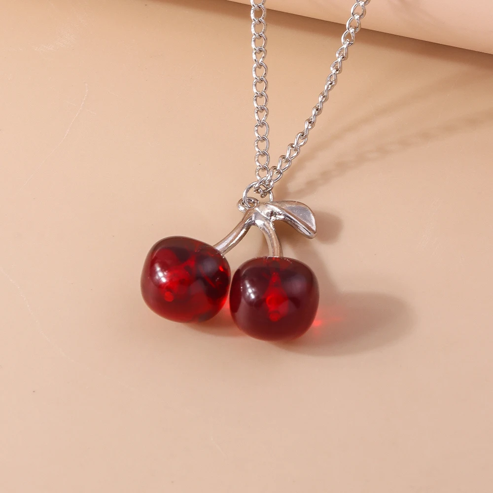 Aihua Neue Reizende Gold Farbe Rote Kirsche Anhänger Halskette Für Frauen Persönlichkeit Halskette Hochzeit Schmuck Geburtstag Geschenke – Detail 6