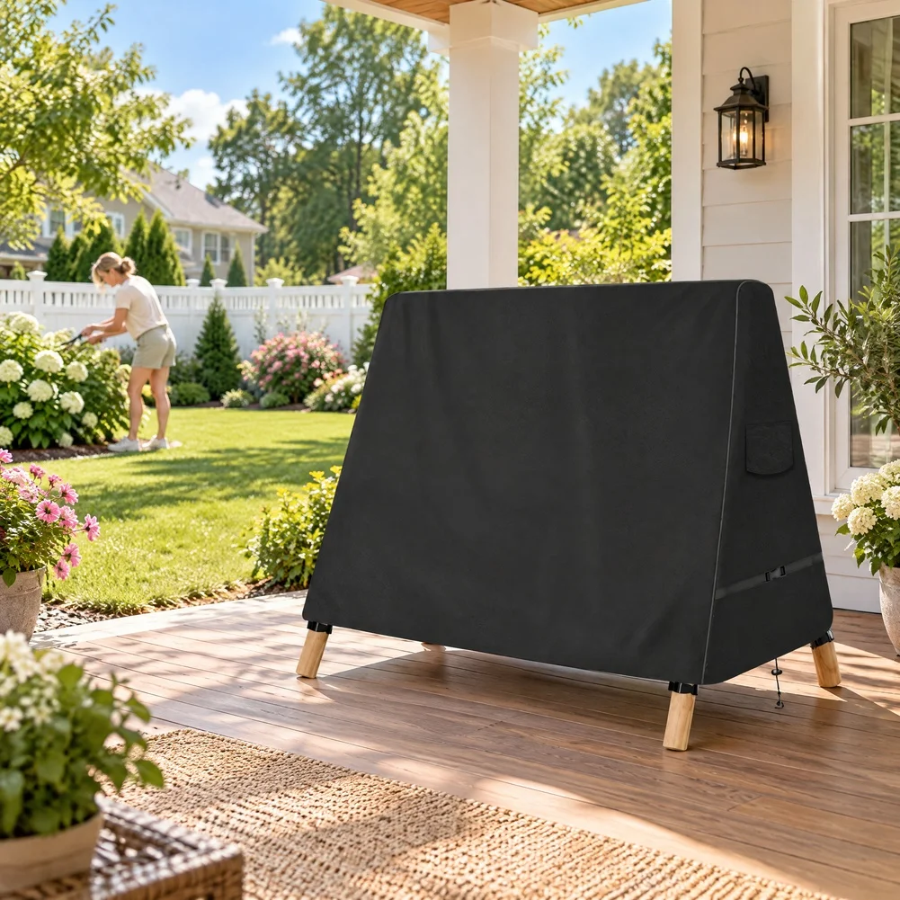 Outdoor Swing Covers For A Frame Patio Swing 210D Waterproof Porch Patio Swing Canopy Cover Windproof All Weather Protector