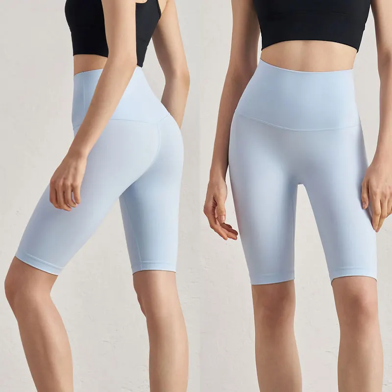 

High Waist Sports Biker Shorts Women Naked Feeling Workout Push Up Leggings Tummy Control Yoga Running High Elastic Shorts