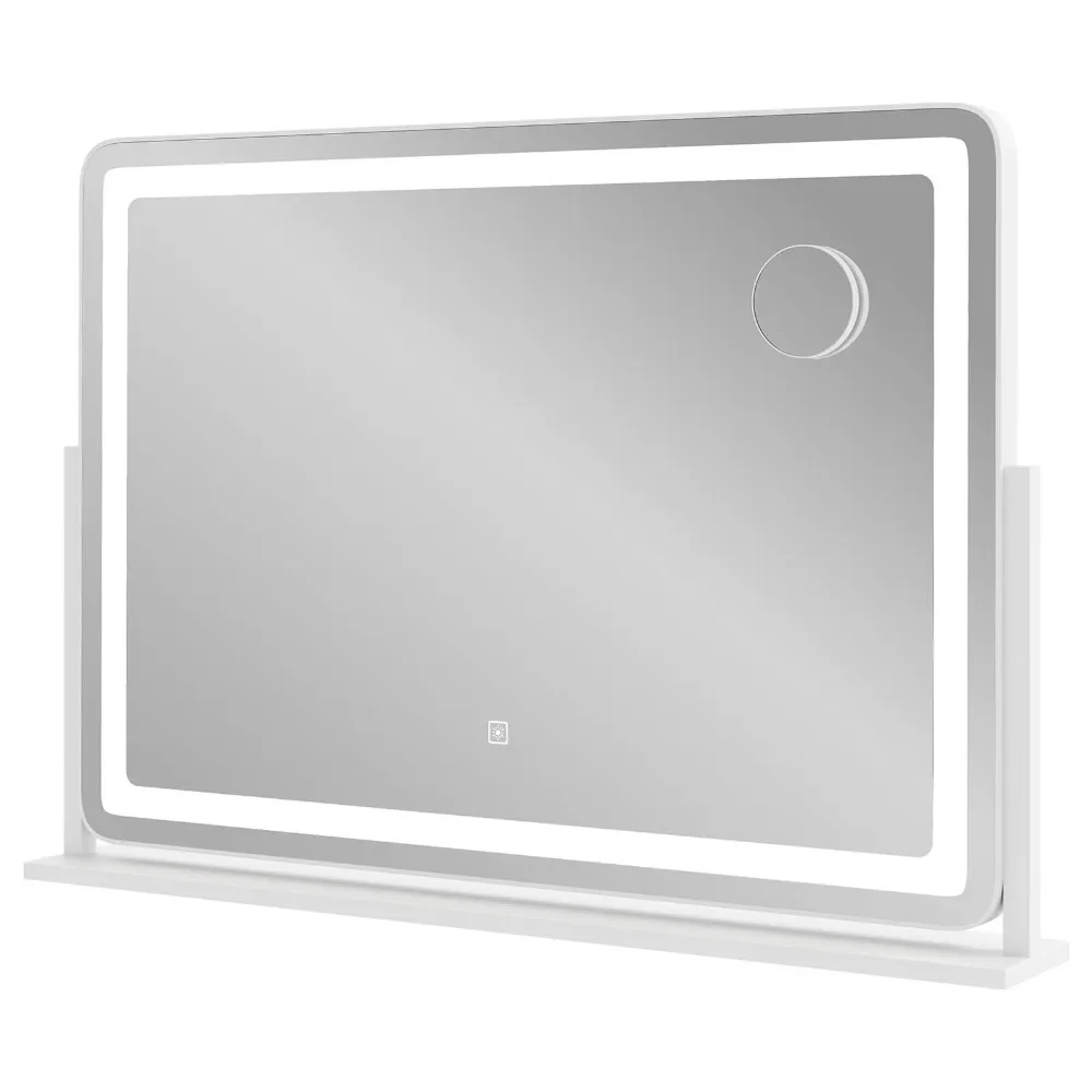 32" x 22" großer Schminkspiegel, Kosmetikspiegel mit Lichtern und 10-facher Vergrößerungsspiegel