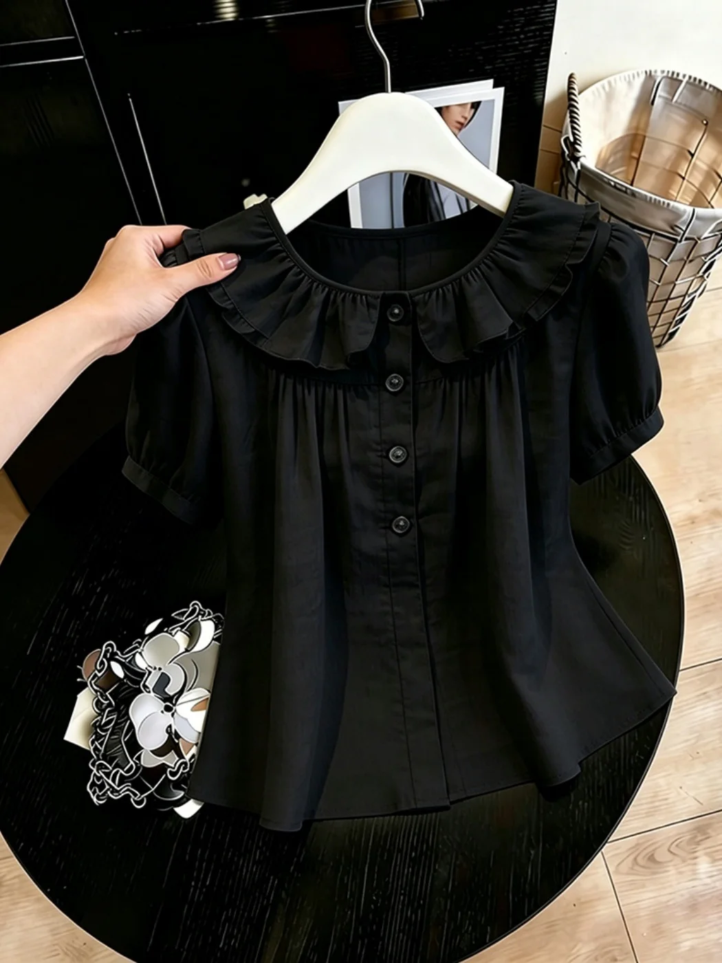 

Elegant Unique Beautiful Casual round Neck Commute Shirt Large Size Summer 2026 Women's Fashion Breathable Slimming Top
