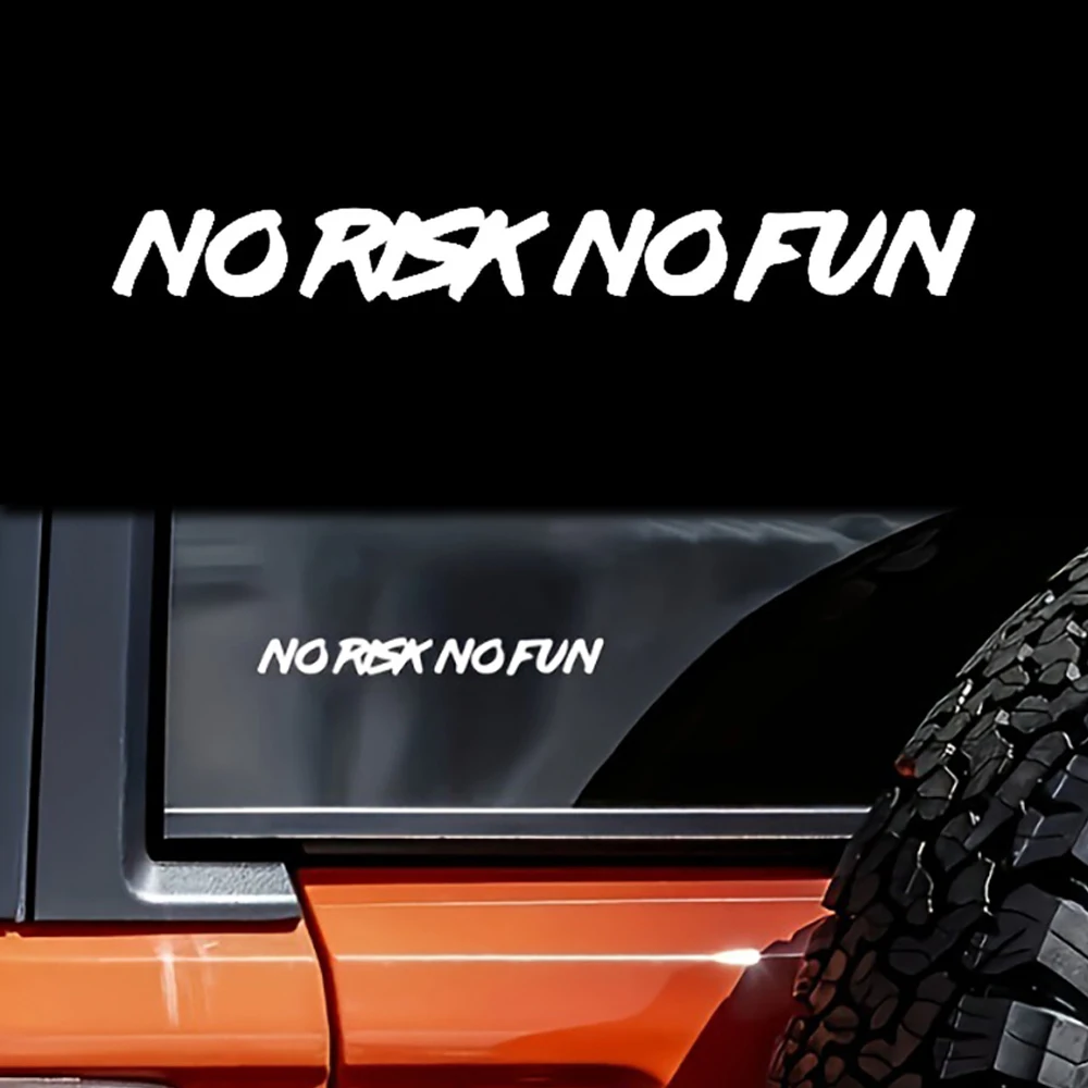2PCS/Sheet No RISK No Fun Motorcycle Stickers Waterproof for Scooter Bicycle Car Bumper Window Self-adhesive Vinyl Decals