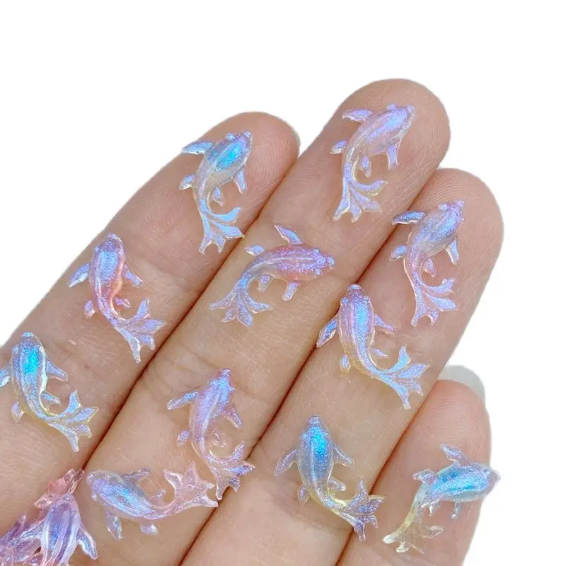 100 szt. Kawaii Cartoon zwierząt delfiny, złote rybki cyrkonie do paznokci klejnoty brokat Scrapbooking biżuteria DIY ozdoba akcesoria — zdjęcie 2