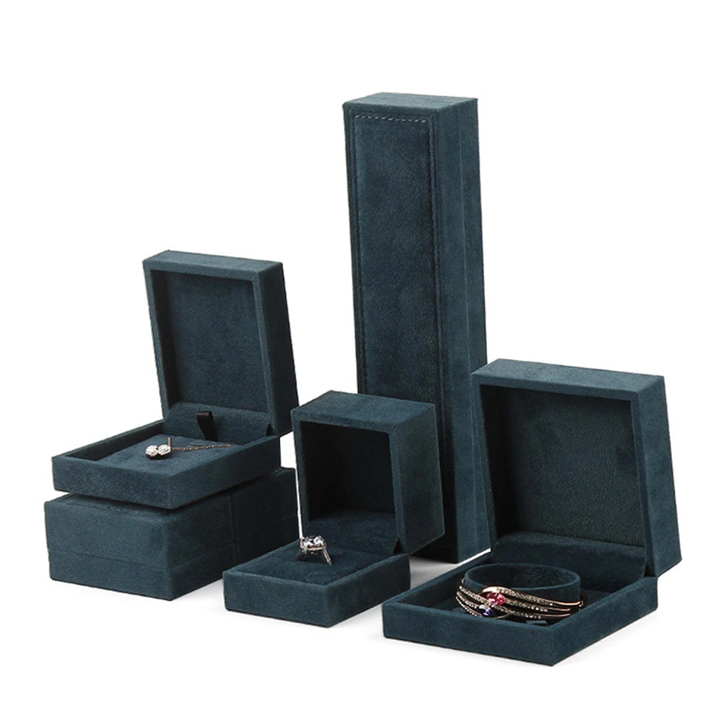 Quality PU Green Velvet Ring Pendant Jewelry Packaging Box Jewelry Storage Box  Bracelet Necklace Organizer Gift Box