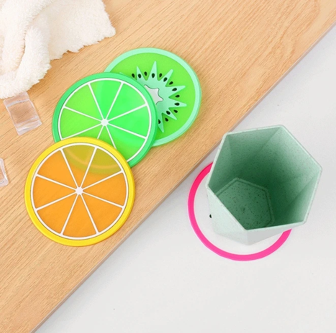 Fruit Shape Cup Coaster Silicone Slip Insulation Pad Mat Hot Drink Holder Mug Stand Home Table Decorations Kitchen Accessory