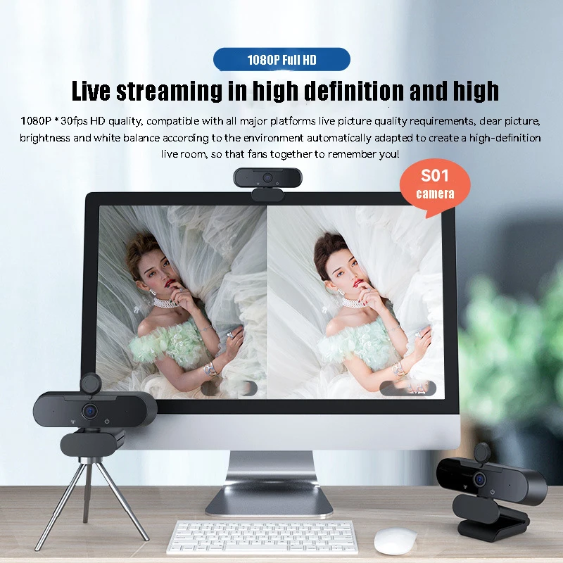 4K 웹캠 자동 초점 웹 카메라, 1080P USB 웹캠, PC 풀 HD 컴퓨터 카메라, 거실 화상 통화 회의용 마이크 포함