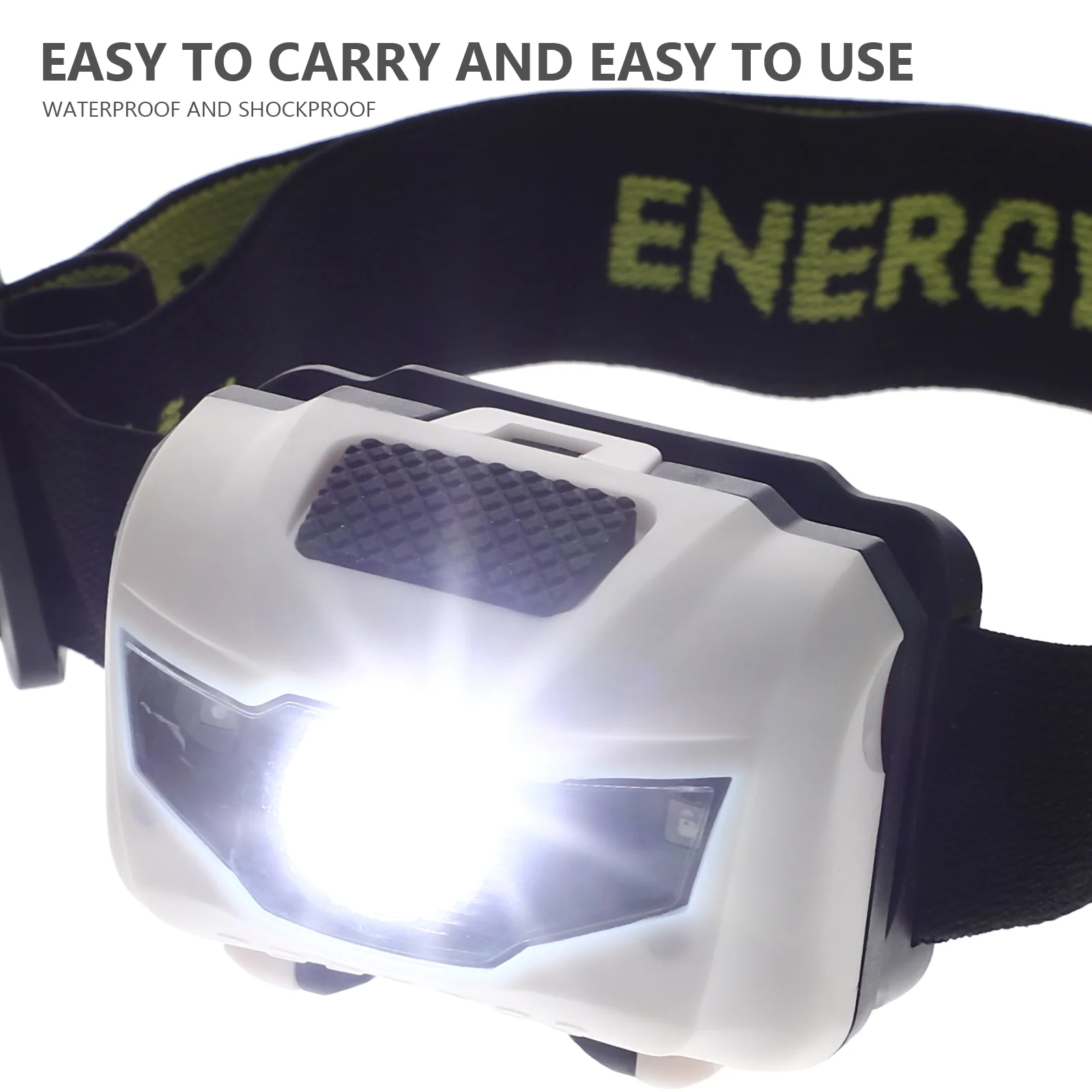 Headlamp Waterproof Flashlight 120 Lumens 4 Lighting Modes for Running Hiking Camping Reading Fishing Hunting Jogging (White)