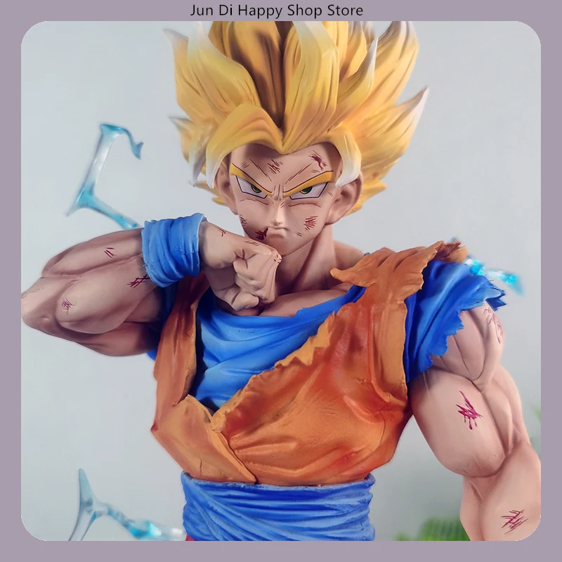34 cm Dragon Ball Super Saiyan 2 Goku Battle Break Staande Pose Anime Figuur Model Standbeeld Collectie Desktop Decoratie Ornament