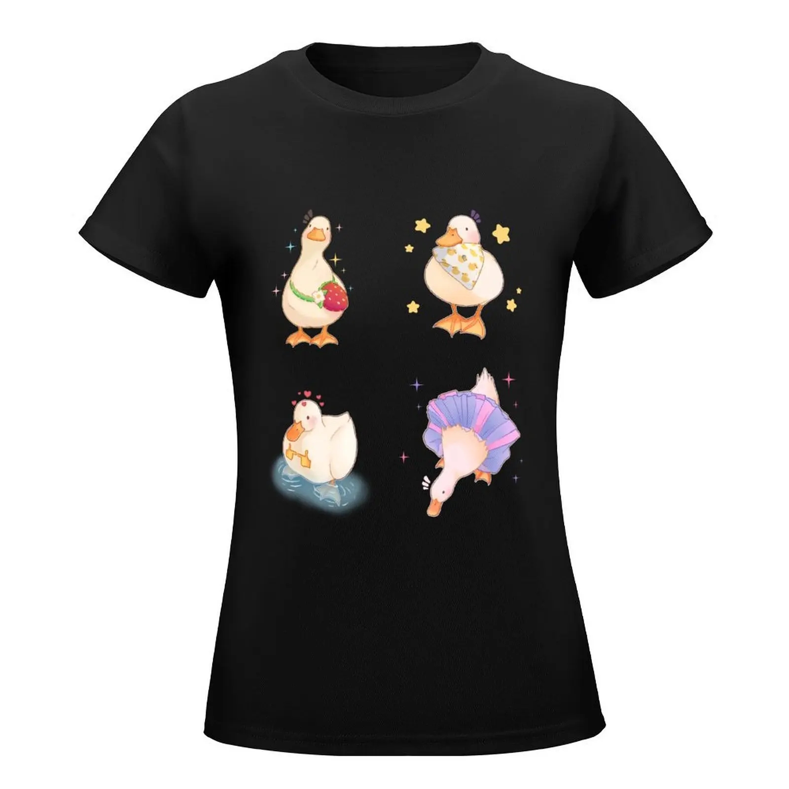 sticker pack of cute ducks T-Shirt animal print shirt for girls summer clothes tight shirts for Women