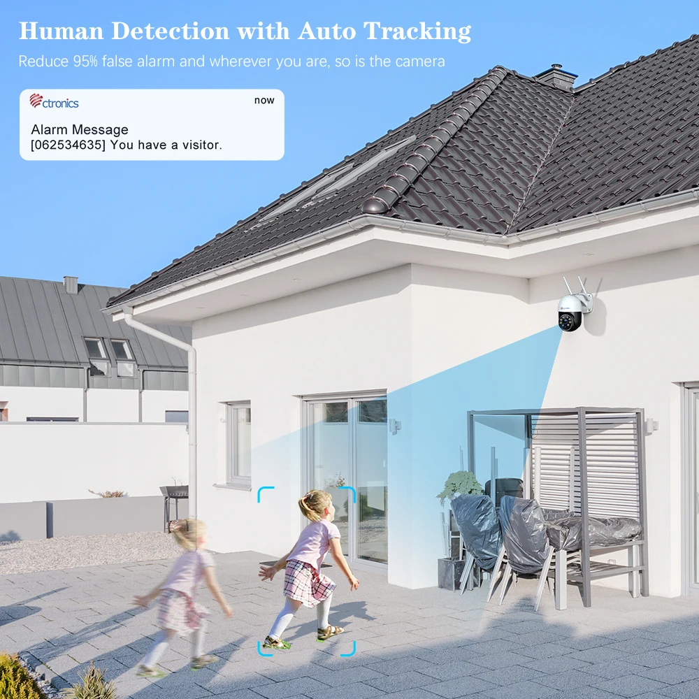 Ctronics 5MP 5G WiFi IP Camera Outdoor 360 Human Detection Auto Tracking Security Camera Color Night Vision CCTV Two Way Audio