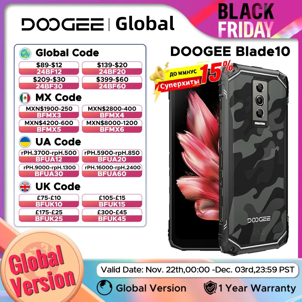 الإصدار العالمي DOOGEE Blade10 هاتف متين 6.56 بوصة 90 هرتز IPS عرض أندرويد 14 128 جيجابايت 5150 مللي أمبير Unisoc T606 وجه مفتوح رفيع للغاية