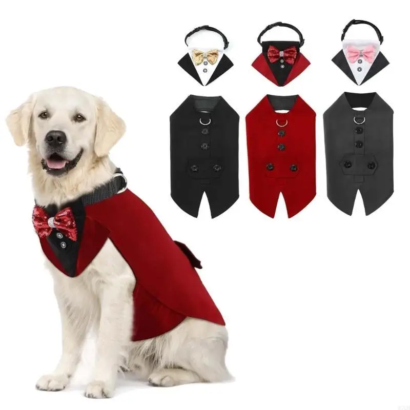 97QD Dog Wedding Suit Butterfly Tie Pet Tuxedo เครื่องแต่งกายชุดเสื้อผ้าสุนัขจัดหา