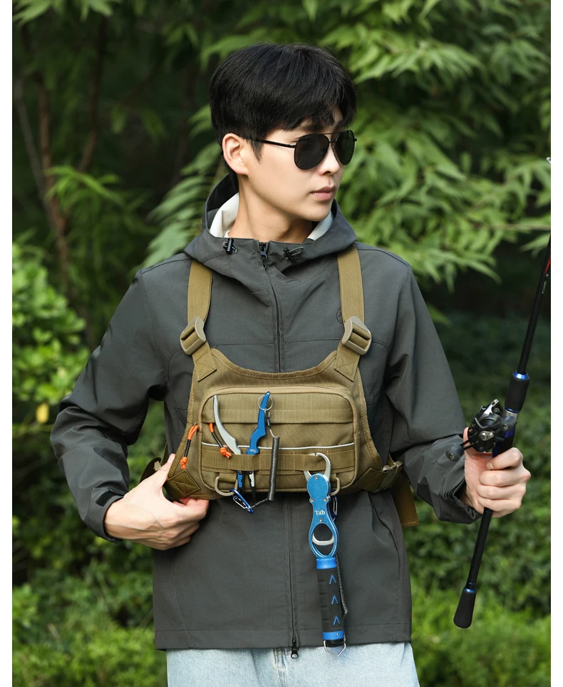 Taktische Brusttasche für Herren, Laufweste, Rucksack, Ausrüstungstasche, Wandern, Radfahren, Outdoor, Camping, Angeln, Jagd, Reisen, Molle-Tasche – Detail 17