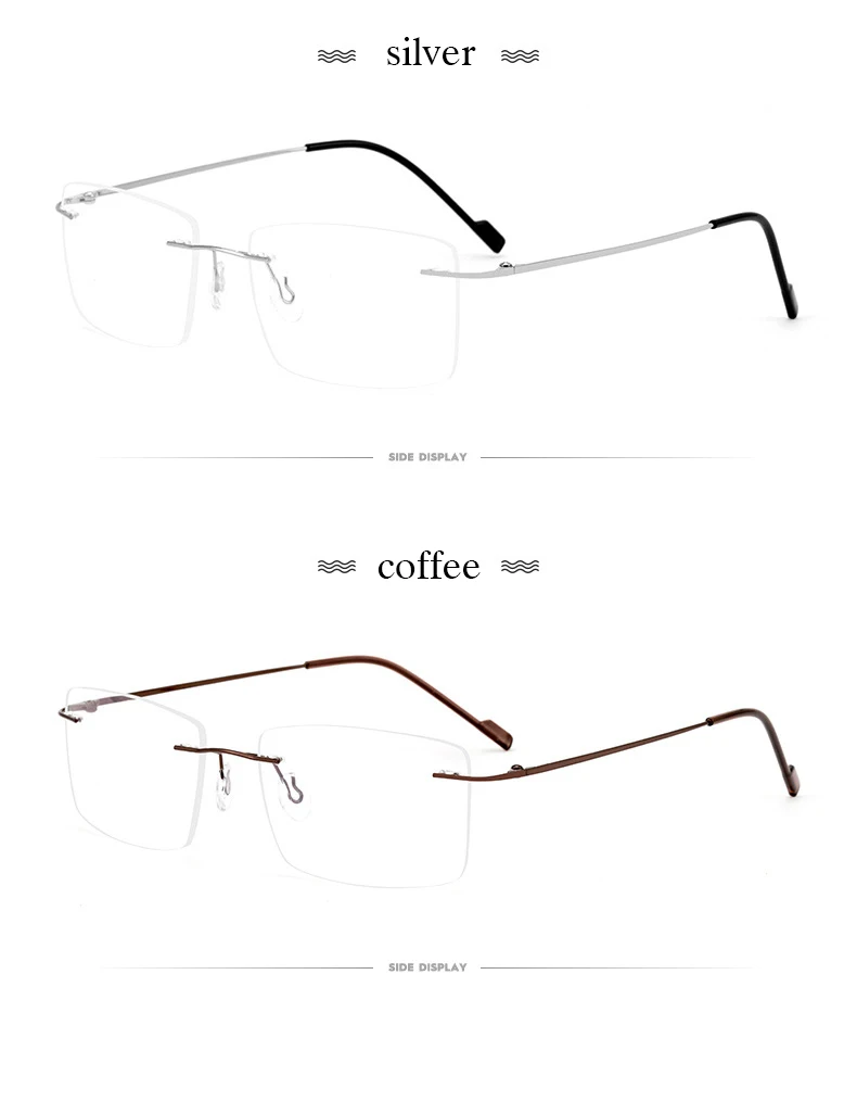 New 2022 Rimless Glasses Frame with Recipe Customized Lenses Shapes Flexible Temple Legs Prescription Eyeglasses for Men Women