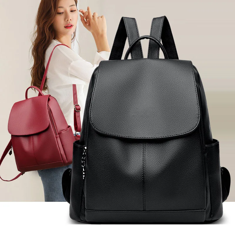 Atmospheric Backpack Women 2024 New Fashion Versatile Large Capacity Soft Leather Student Backpack Middle-aged Mother Travel Bag