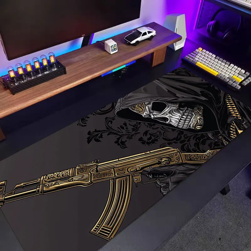 Clown Skull Soldier Gaming Mouse Pad Grim Reaper Desk Mat AK Gun Non-slip Rubber Playmat Large Washable PC Pads for Game Office
