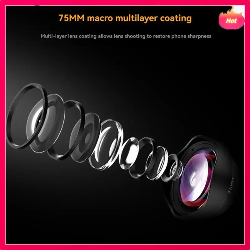 

Универсальный макрофонный объектив 75 мм, профессиональный зажим для объектива камеры для Iphone 15, 14, Samsung S20 Plus, Huawei, Xiaomi