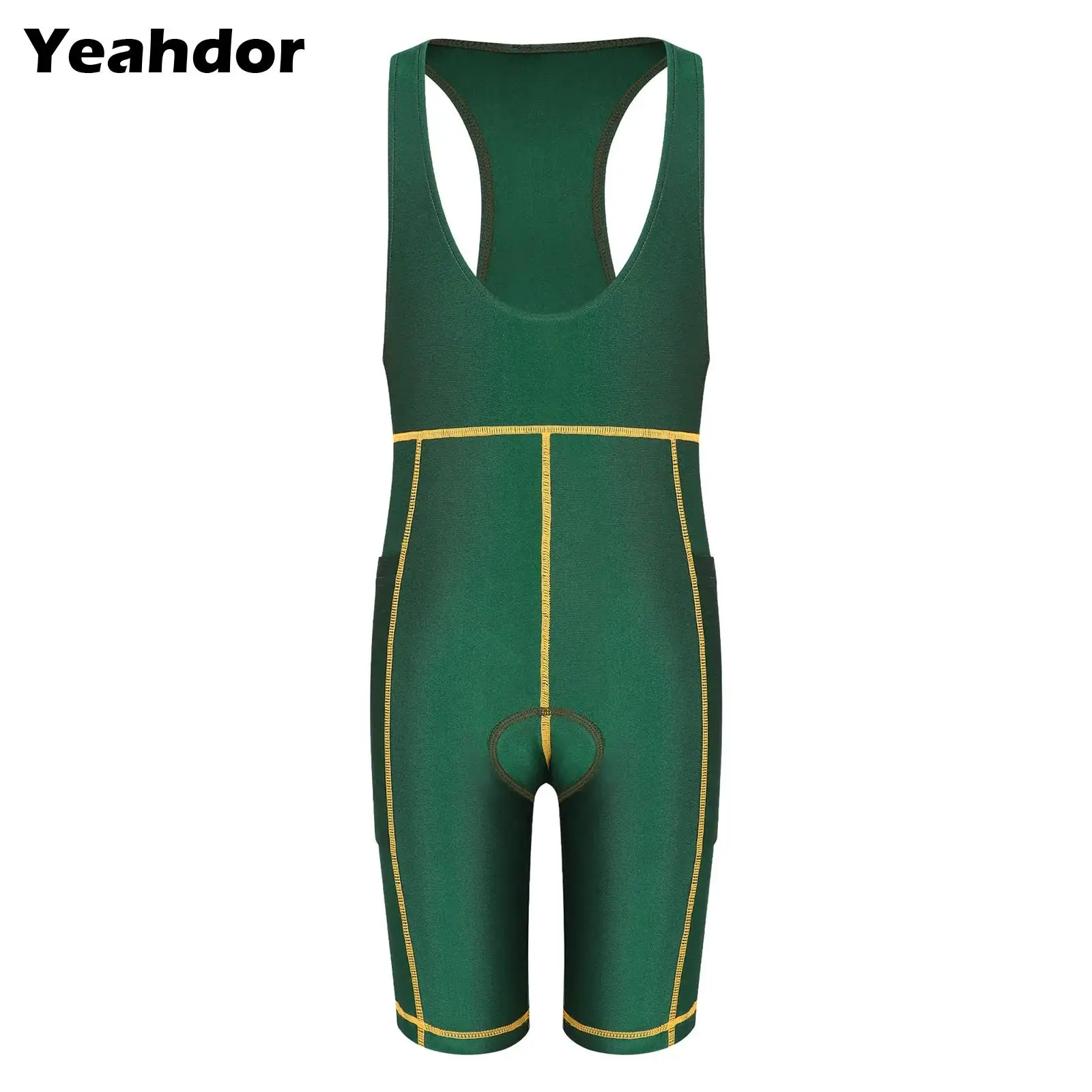 

Kids Boys Girls 3D Padded Cycling Bib Shorts Side Pockets Suspenders Bodysuit Bicycle Biking Leotards Shorts Sportswear