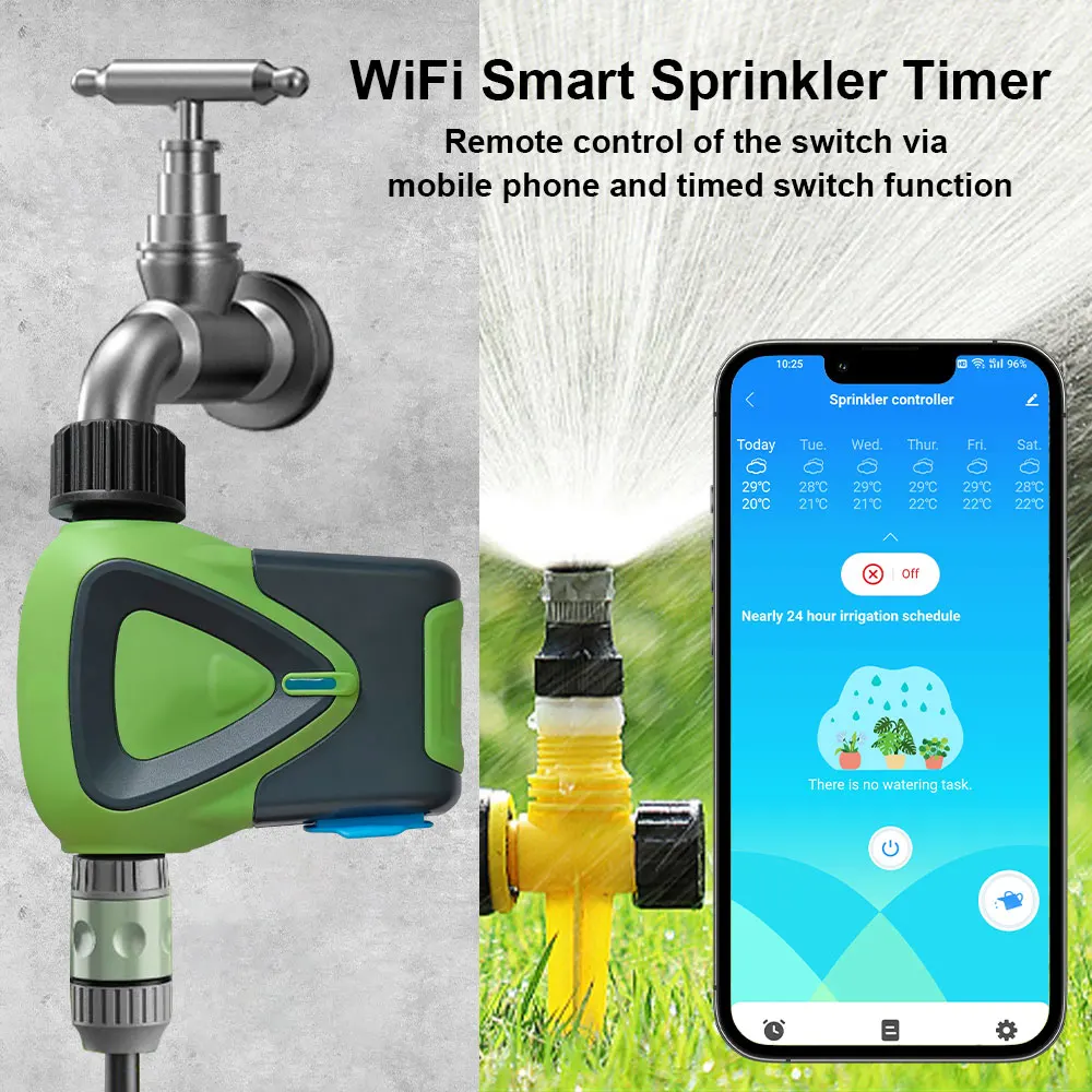 Tuya Smart WiFi Garden Automatic Irrigation Timer Wireless Control Single Channel Smart Sprinkler Remote Control Works with Tuya