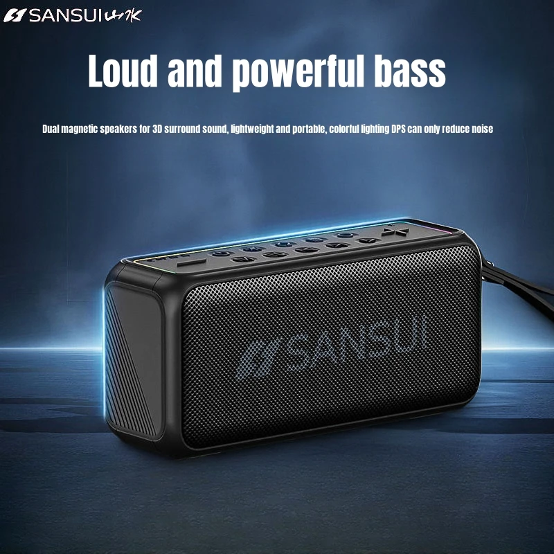 

SANSUI F61 Bluetooth Speakers FM Radio HI-FI Subwoofer Supports Headphone Output USB Drive TF Card AUX Caixa De Som Bluetooth