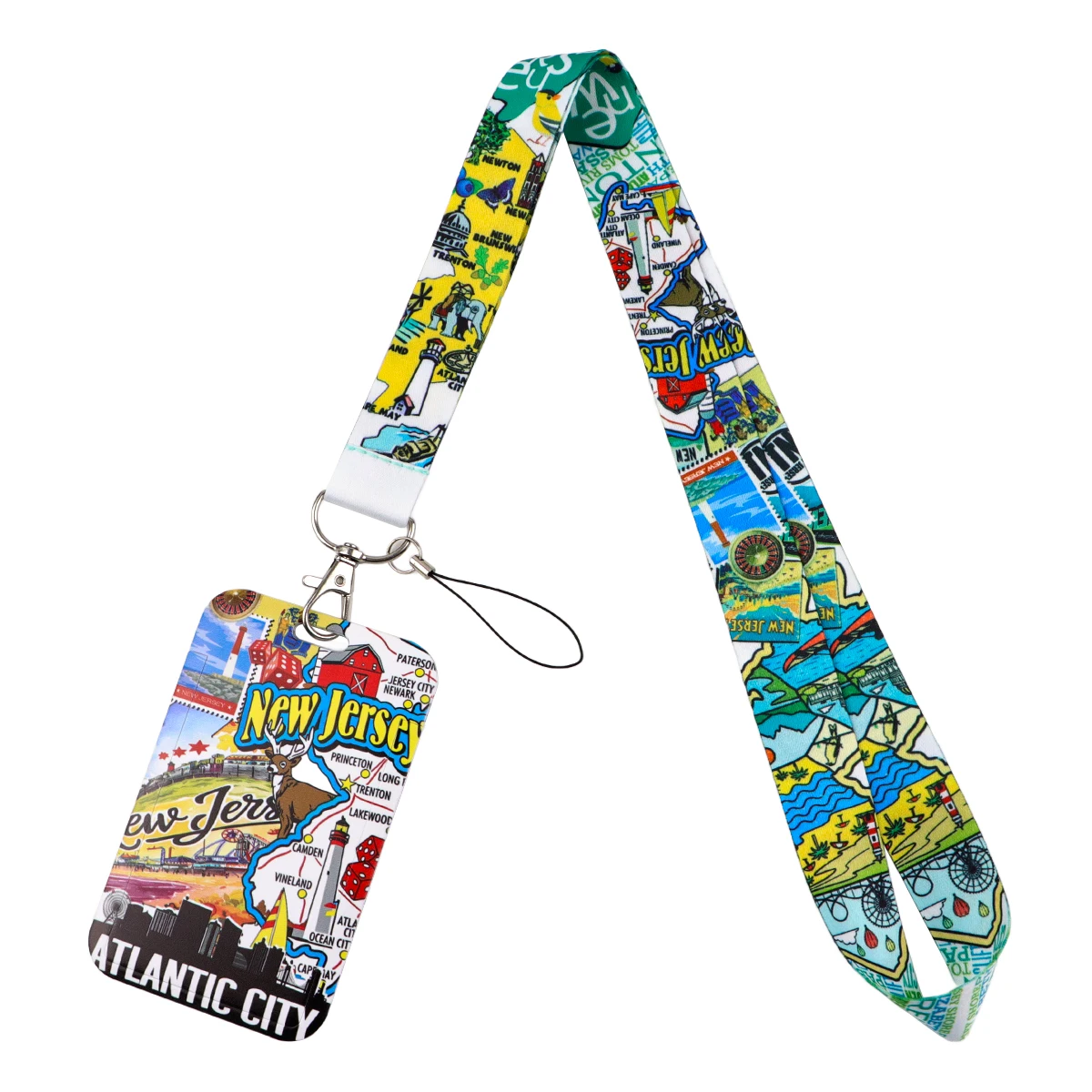 Atlantic City New Jersey State Lanyard-Halsband, Schlüsselanhänger, Landschaftsmotiv, Ausweishülle, Ausweishalter, Handy-Hängeseil, Zubehör